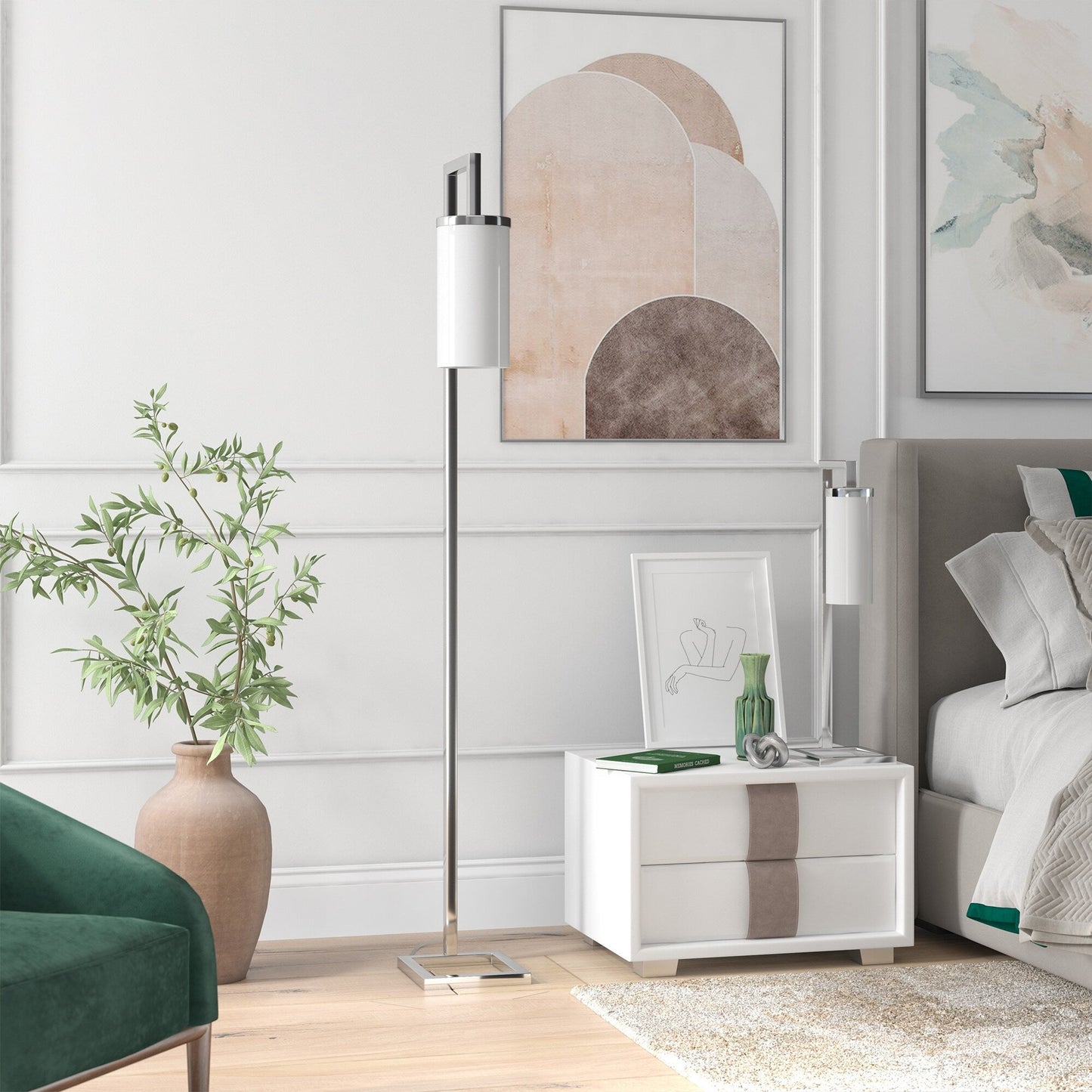 Lampadaire haut Malva 67,75 avec abat-jour en verre - 11 pouces de large