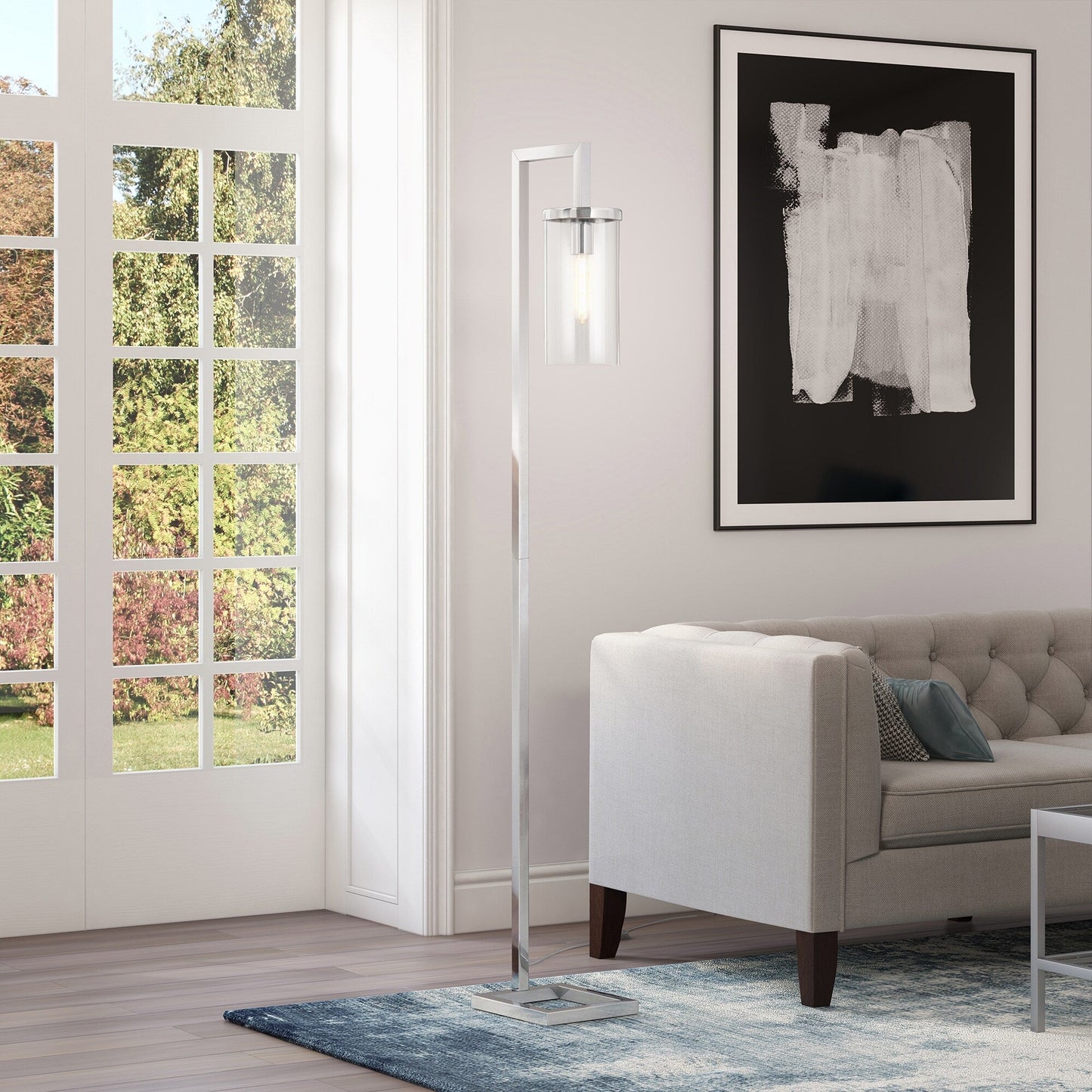 Lampadaire haut Malva 67,75 avec abat-jour en verre - 11 pouces de large