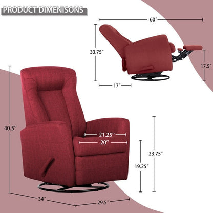 Fauteuil inclinable pivotant à bascule de 29,5 pouces de largeur