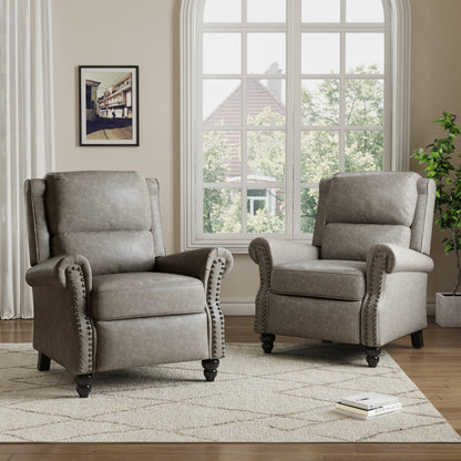 Ensemble de 2 fauteuils inclinables manuels avec garniture cloutée