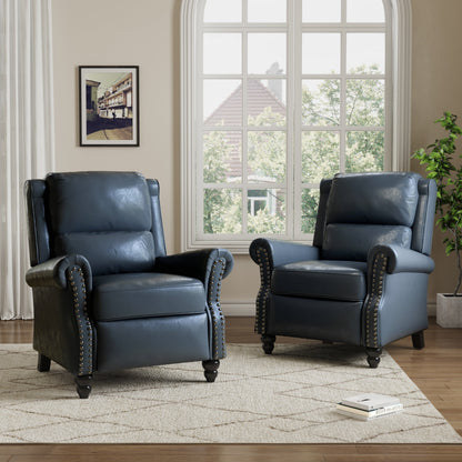 Ensemble de 2 fauteuils inclinables manuels avec garniture cloutée