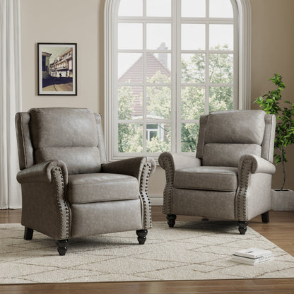 Ensemble de 2 fauteuils inclinables manuels avec garniture cloutée