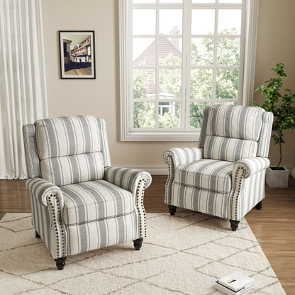 Ensemble de 2 fauteuils inclinables manuels avec garniture cloutée