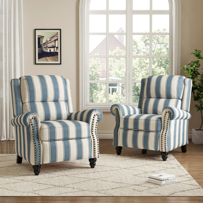 Ensemble de 2 fauteuils inclinables manuels avec garniture cloutée