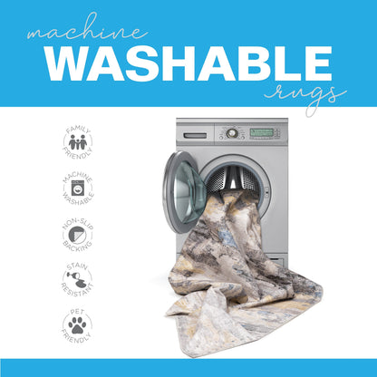 Tapis d'intérieur lavable Vista Home Marissa, style contemporain abstrait orange/bleu