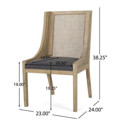 Chaises de salle à manger Maurers rembourrées en rotin et bois (lot de 2) par Christopher Knight Home