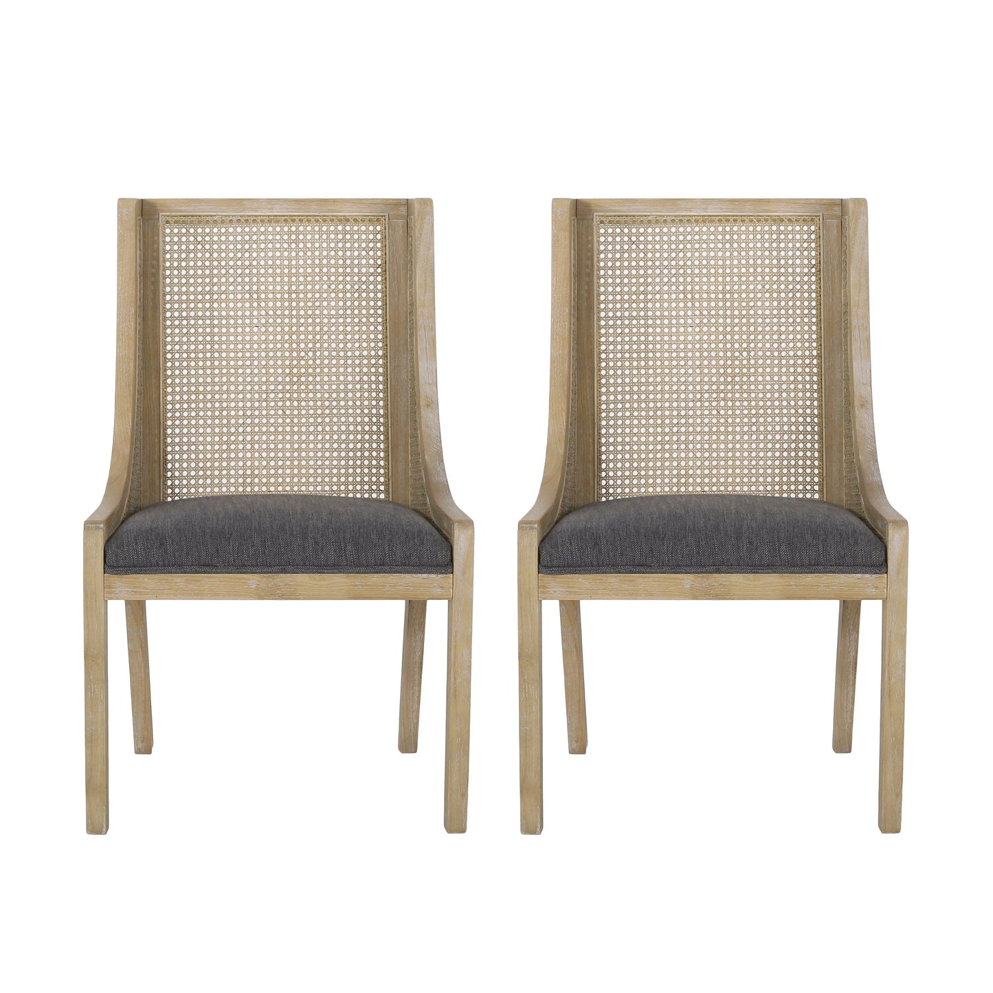 Chaises de salle à manger Maurers rembourrées en rotin et bois (lot de 2) par Christopher Knight Home