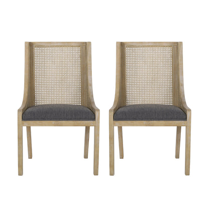 Chaises de salle à manger Maurers rembourrées en rotin et bois (lot de 2) par Christopher Knight Home