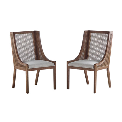 Chaises de salle à manger Maurers rembourrées en rotin et bois (lot de 2) par Christopher Knight Home