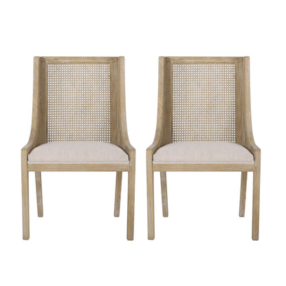 Chaises de salle à manger Maurers rembourrées en rotin et bois (lot de 2) par Christopher Knight Home