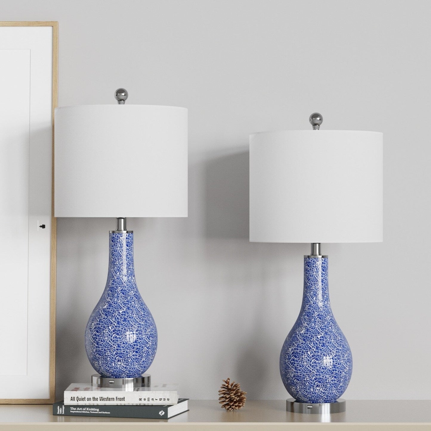 Ensemble de 2 lampes de table en verre avec port USB (lot de 2)