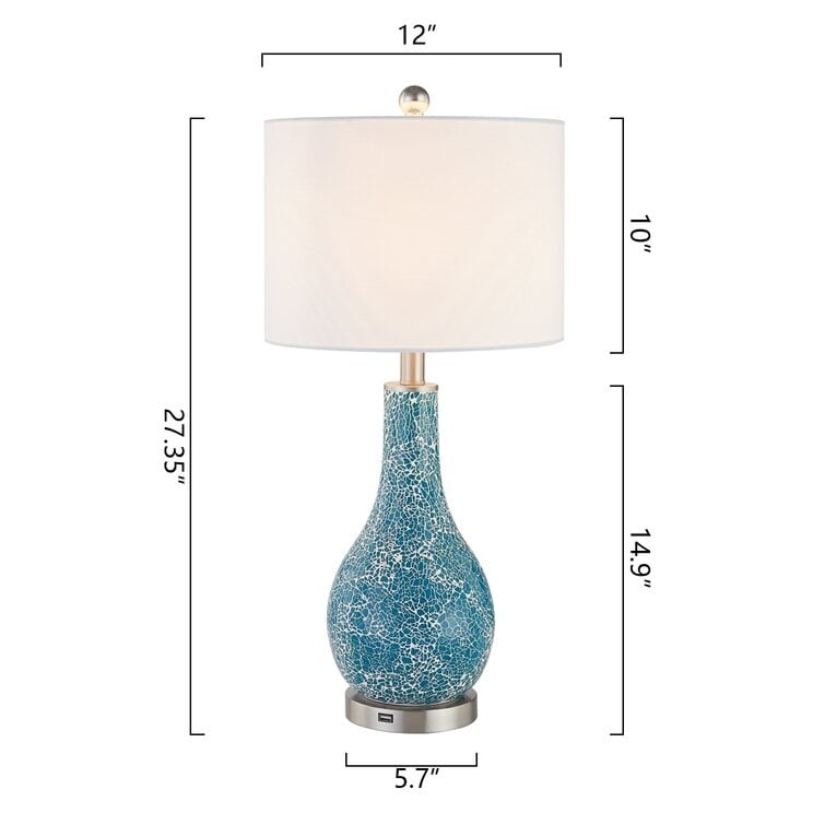 Ensemble de 2 lampes de table en verre avec port USB (lot de 2)