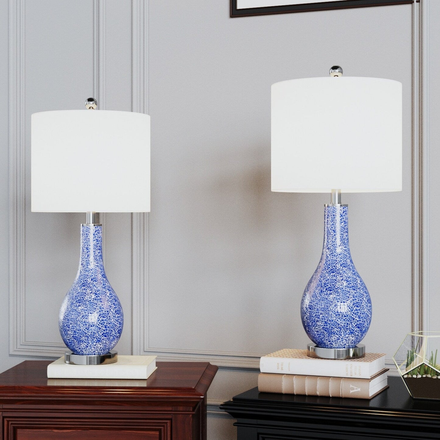 Ensemble de 2 lampes de table en verre avec port USB (lot de 2)