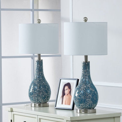 Ensemble de 2 lampes de table en verre avec port USB (lot de 2)