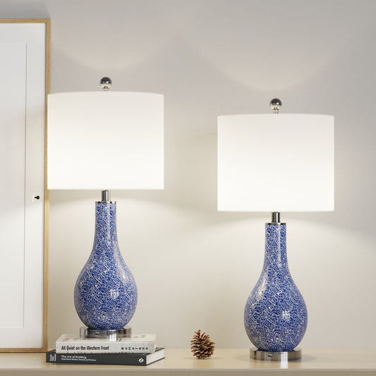 Ensemble de 2 lampes de table en verre avec port USB (lot de 2)