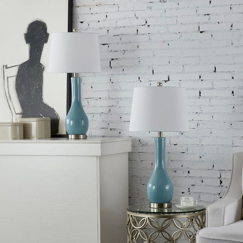 Ensemble de 2 lampes de table en céramique avec port USB (28,5 cm)