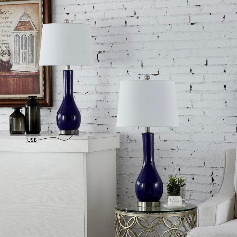 Ensemble de 2 lampes de table en céramique avec port USB (28,5 cm)