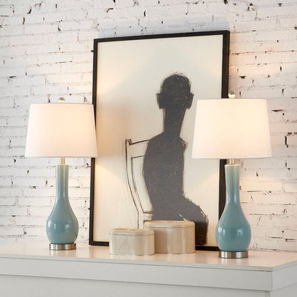 Ensemble de 2 lampes de table en céramique avec port USB (28,5 cm)