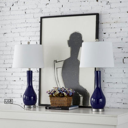 Ensemble de 2 lampes de table en céramique avec port USB (28,5 cm)