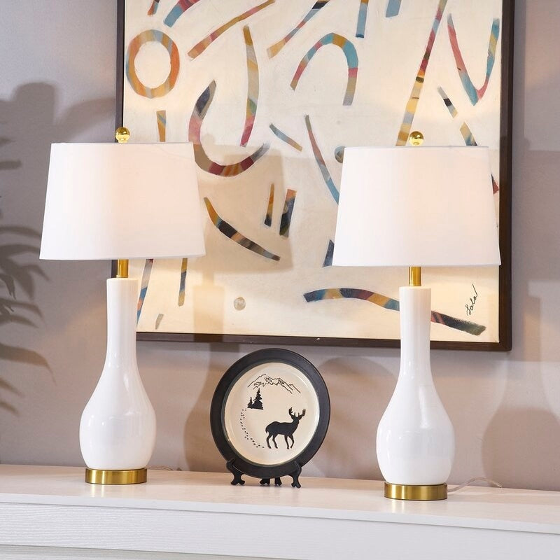 Ensemble de 2 lampes de table en céramique avec port USB (28,5 cm)