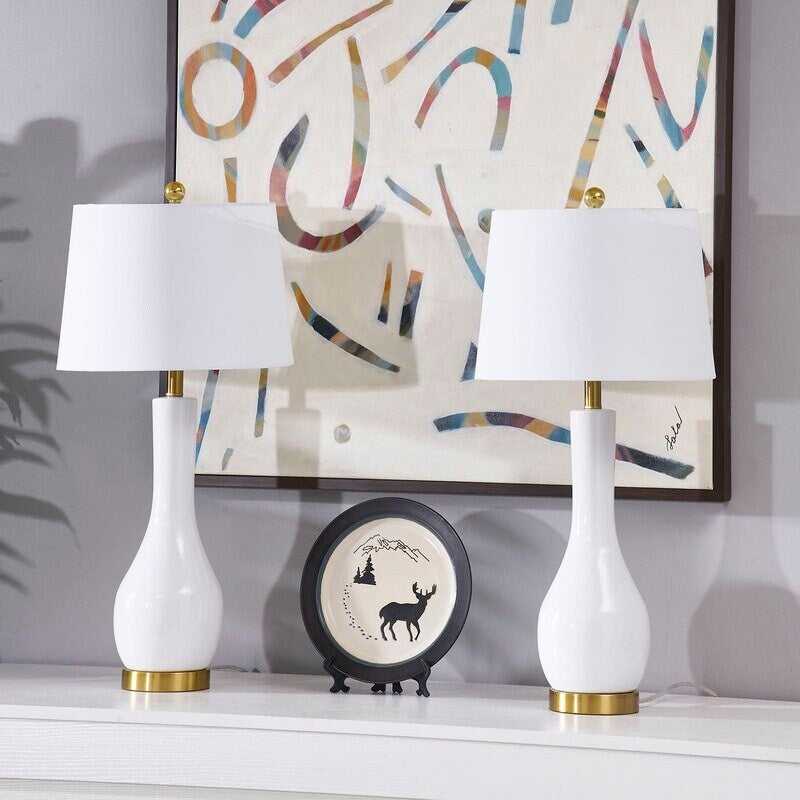 Ensemble de 2 lampes de table en céramique avec port USB (28,5 cm)