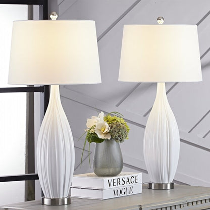 Lot de 2 lampes de table standard en porcelaine blanche (lot de 2)