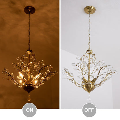 Lustre classique/traditionnel unique à 4 lumières Maxax avec accents en cristal