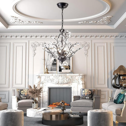 Lustre classique/traditionnel unique à 4 lumières Maxax avec accents en cristal