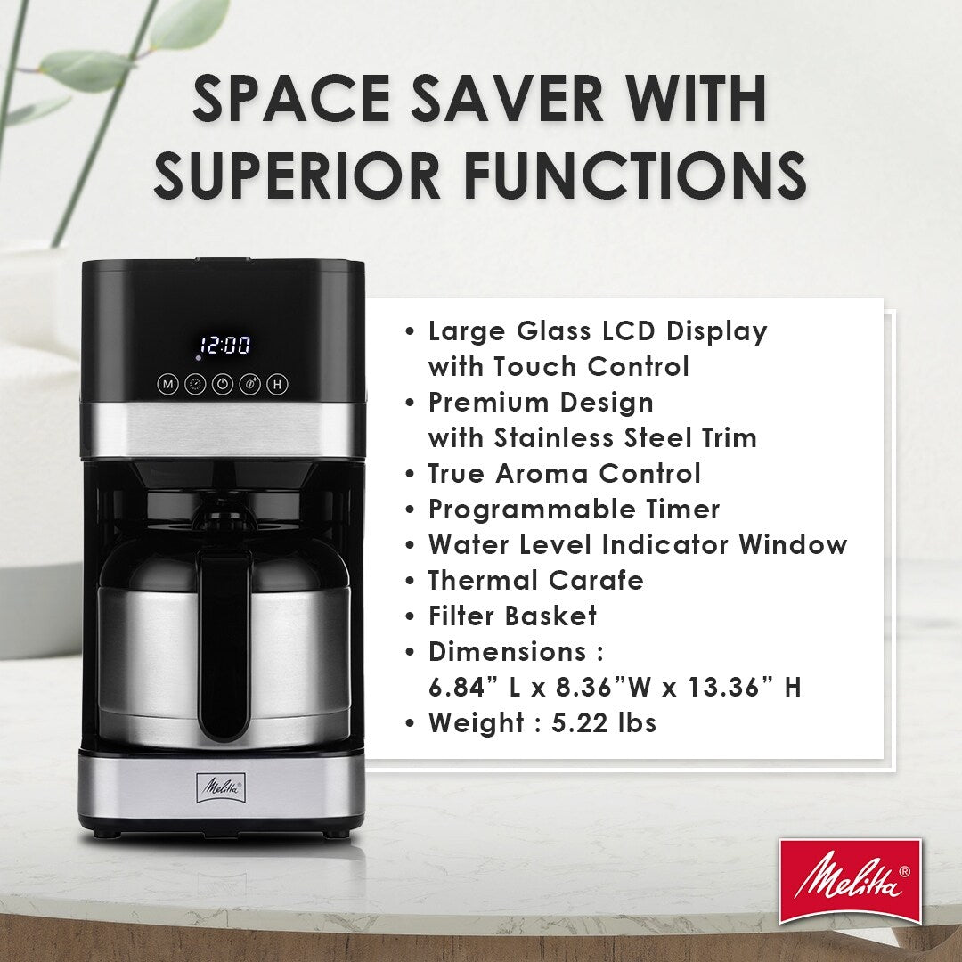 Cafetière filtre Melitta Aroma Tocco 8 tasses avec verseuse thermique et écran tactile