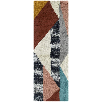 Tapis à poils longs Merrill style moderne du milieu du siècle, color block