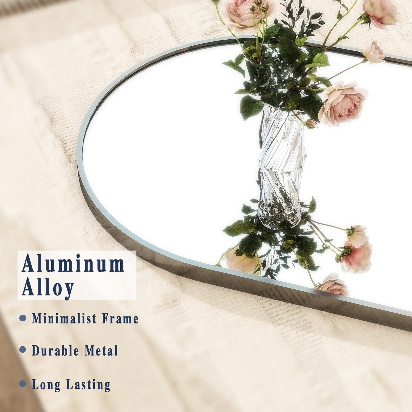 Miroir mural en forme d'arche en métal sur toute la longueur