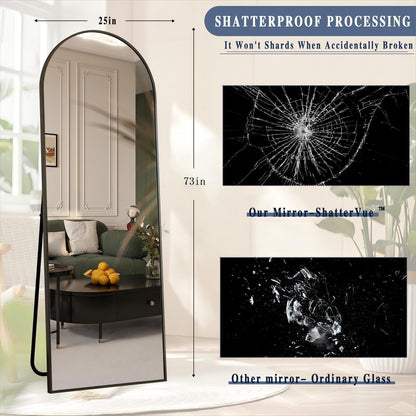 Miroir mural en forme d'arche en métal sur toute la longueur