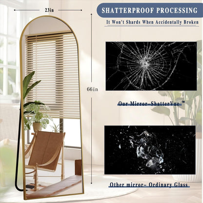 Miroir mural en forme d'arche en métal sur toute la longueur