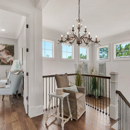 Lustre en cristal style bougie style rétro avec branches d'arbres