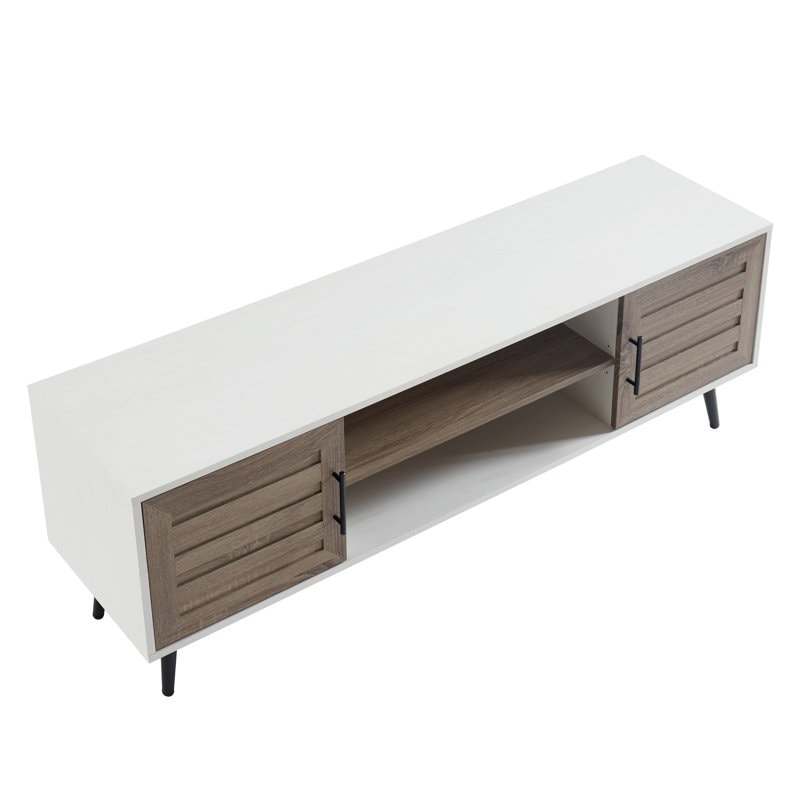 Meuble TV moderne du milieu du siècle pour téléviseurs jusqu'à 70 pouces, console multimédia de centre de divertissement - 20,5 pouces (H) 59 pouces (L) 59 pouces (P) 15,5 pouces (P)