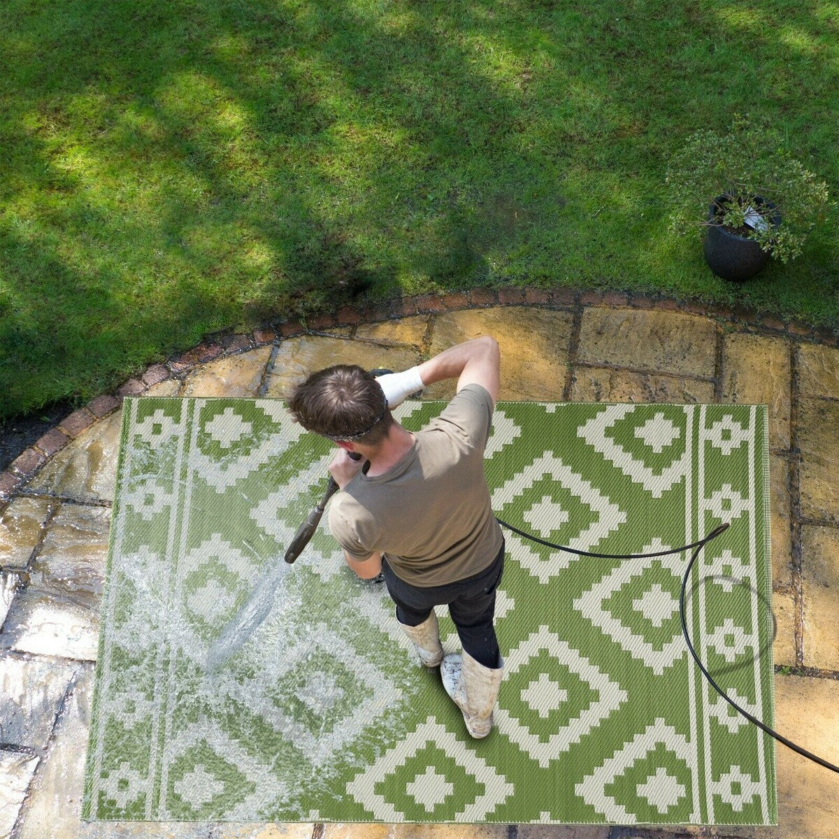 Tapis d'extérieur Milan Design 100 % écologique en plastique léger