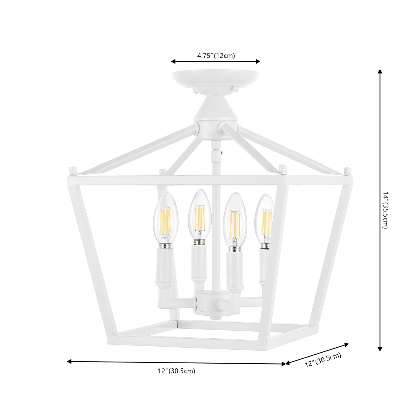 Lanterne miniature Milton à 4 lumières, style ferme moderne, montage encastré à LED, par JONATHAN Y