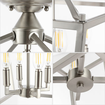 Lanterne miniature Milton à 4 lumières, style ferme moderne, montage encastré à LED, par JONATHAN Y