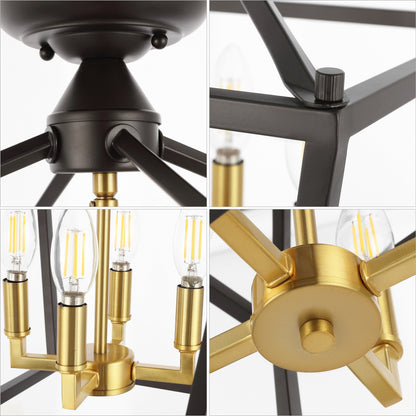 Lanterne miniature Milton à 4 lumières, style ferme moderne, montage encastré à LED, par JONATHAN Y