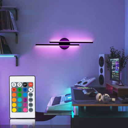 Applique murale linéaire minimaliste en métal à 2 ampoules à LED et intensité variable