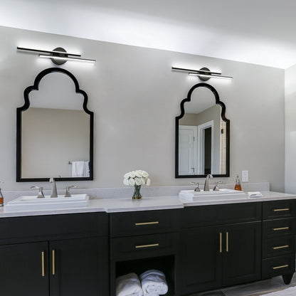 Applique murale linéaire minimaliste en métal à 2 ampoules à LED et intensité variable