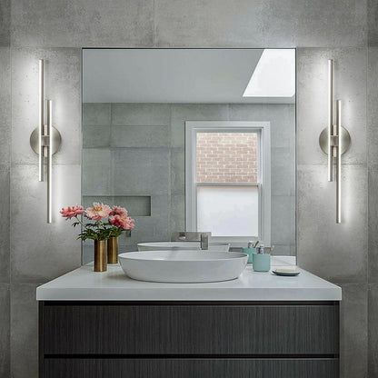 Applique murale linéaire minimaliste en métal à 2 ampoules à LED et intensité variable