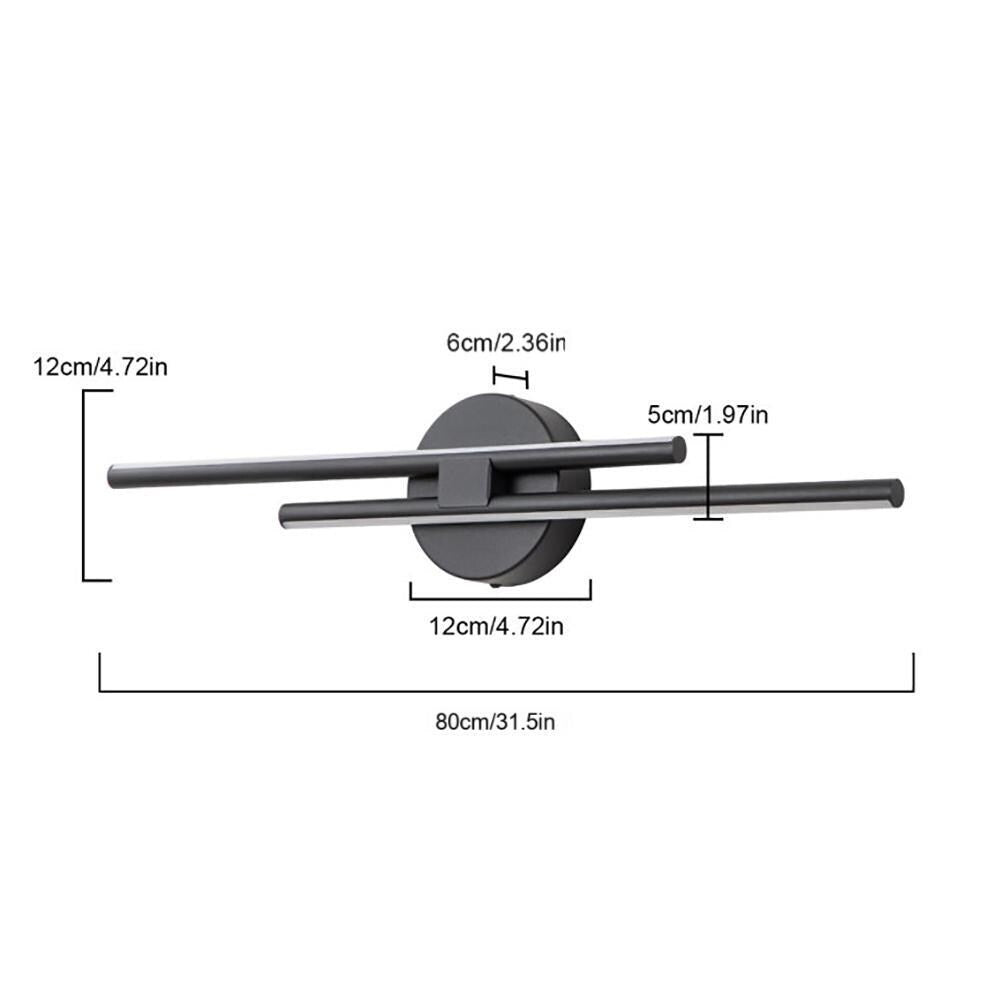 Applique murale linéaire minimaliste en métal à 2 ampoules à LED et intensité variable