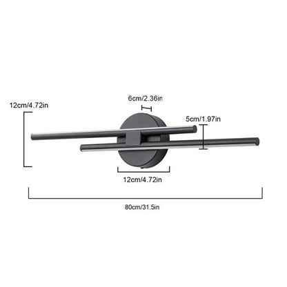 Applique murale linéaire minimaliste en métal à 2 ampoules à LED et intensité variable