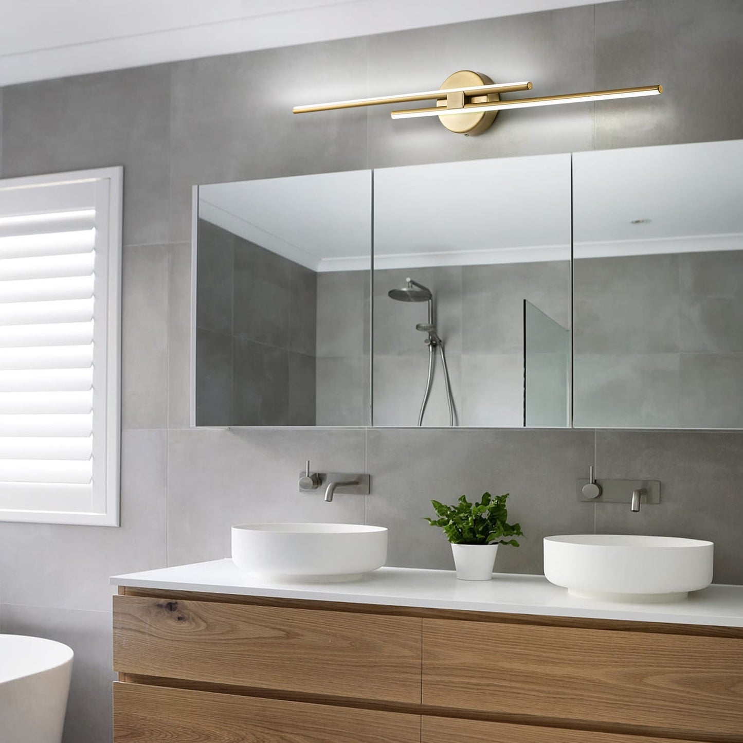 Applique murale linéaire minimaliste en métal à 2 ampoules à LED et intensité variable