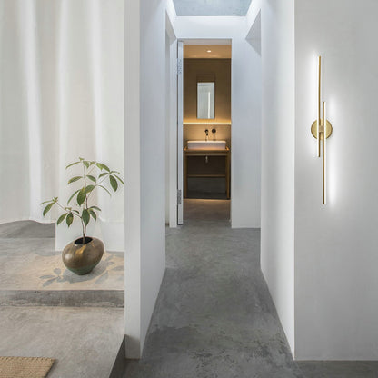 Applique murale linéaire minimaliste en métal à 2 ampoules à LED et intensité variable