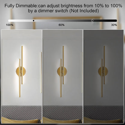 Applique murale linéaire minimaliste en métal à 2 ampoules à LED et intensité variable