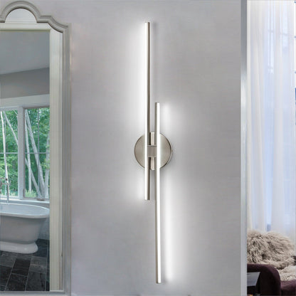 Applique murale linéaire minimaliste en métal à 2 ampoules à LED et intensité variable