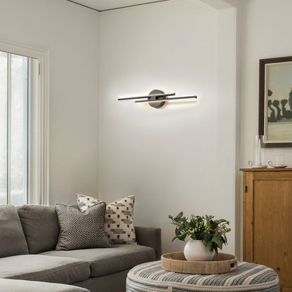 Applique murale linéaire minimaliste en métal à 2 ampoules à LED et intensité variable