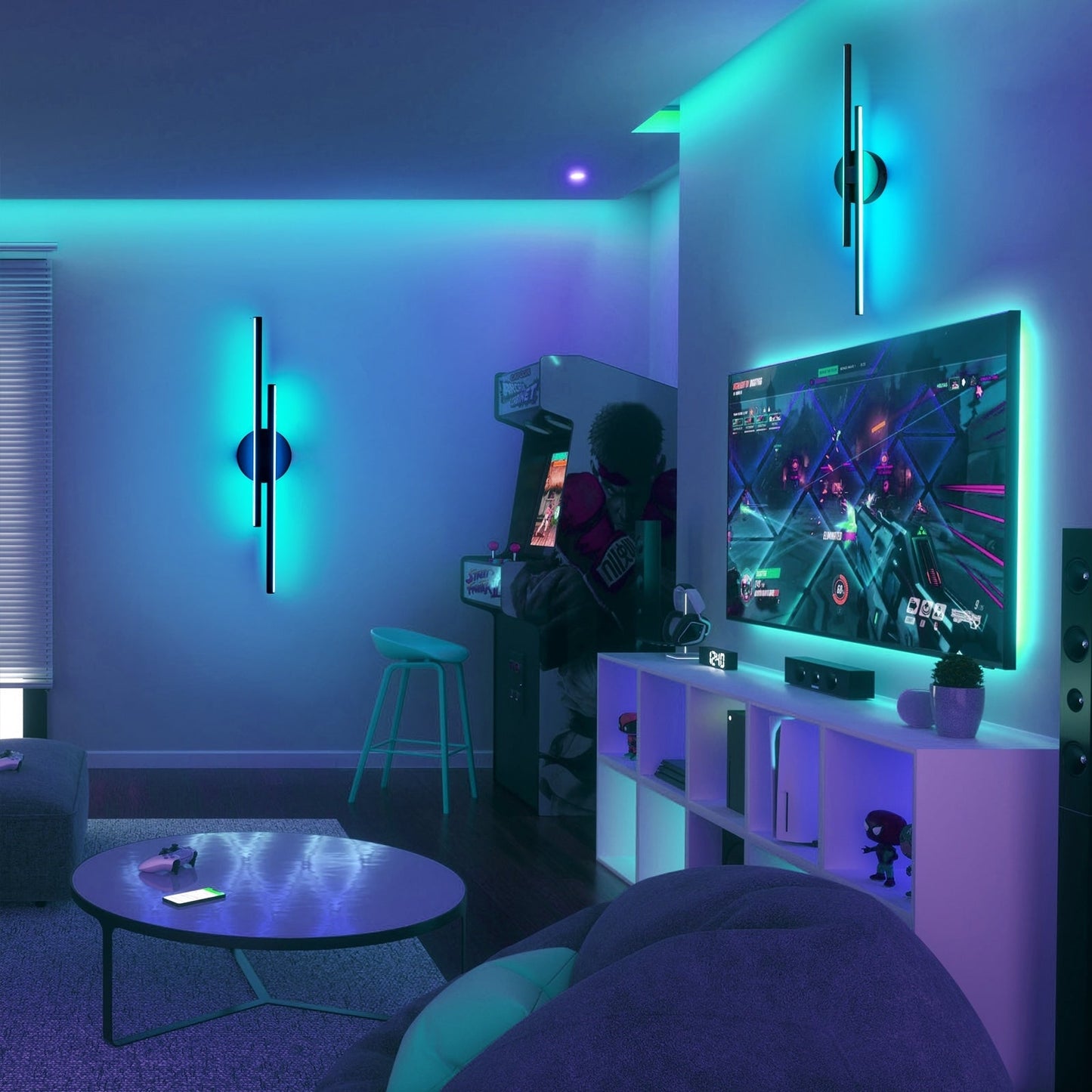 Applique murale linéaire minimaliste en métal à 2 ampoules à LED et intensité variable